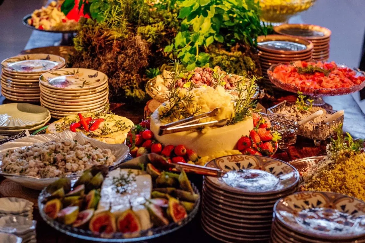 Mesa de buffet do Mirante Eventos